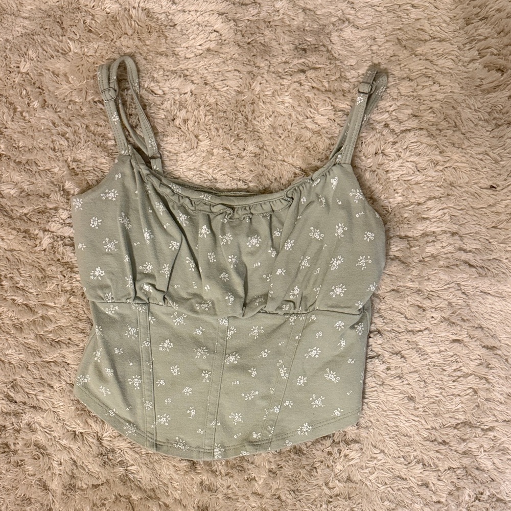 Hollister Sage Green Floral Bustier Cami